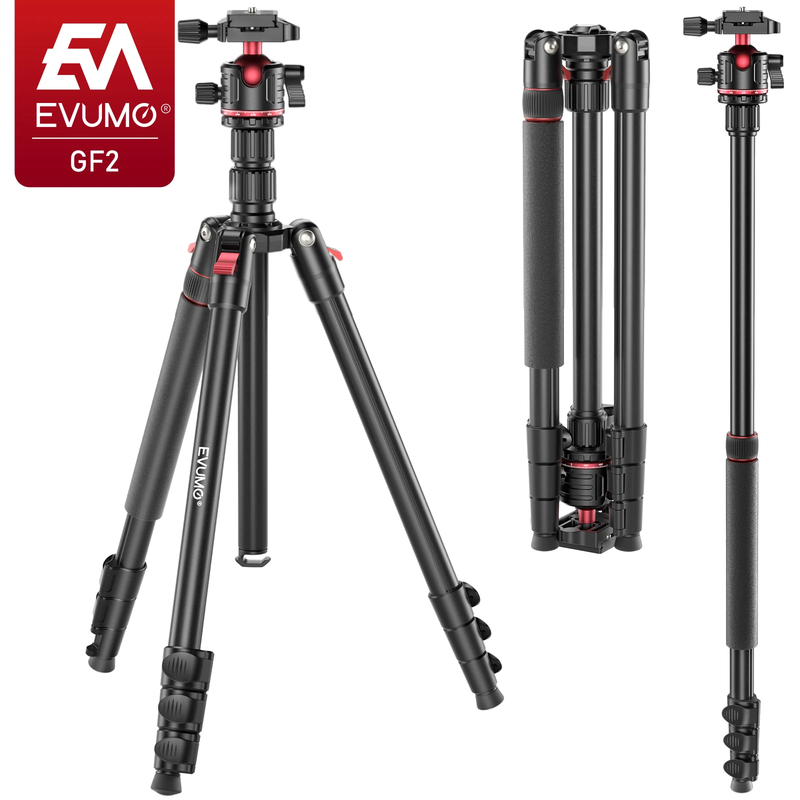 Camera Tripod Carbon - EVUMO GF2 حامل ثلاثي للسفر 1.73