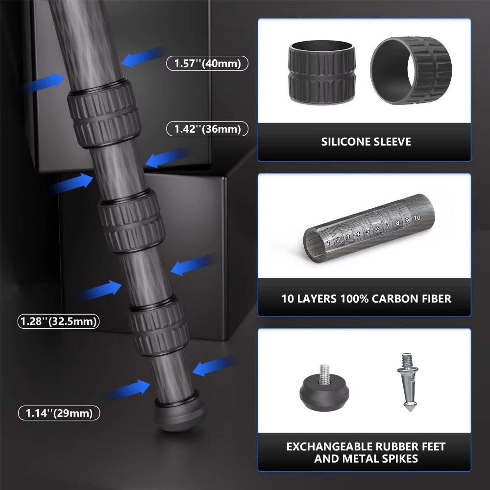 WEYLLAN LX9 ألياف الكربون تراي - مراجعة Camera Tripod Carbon وسعره