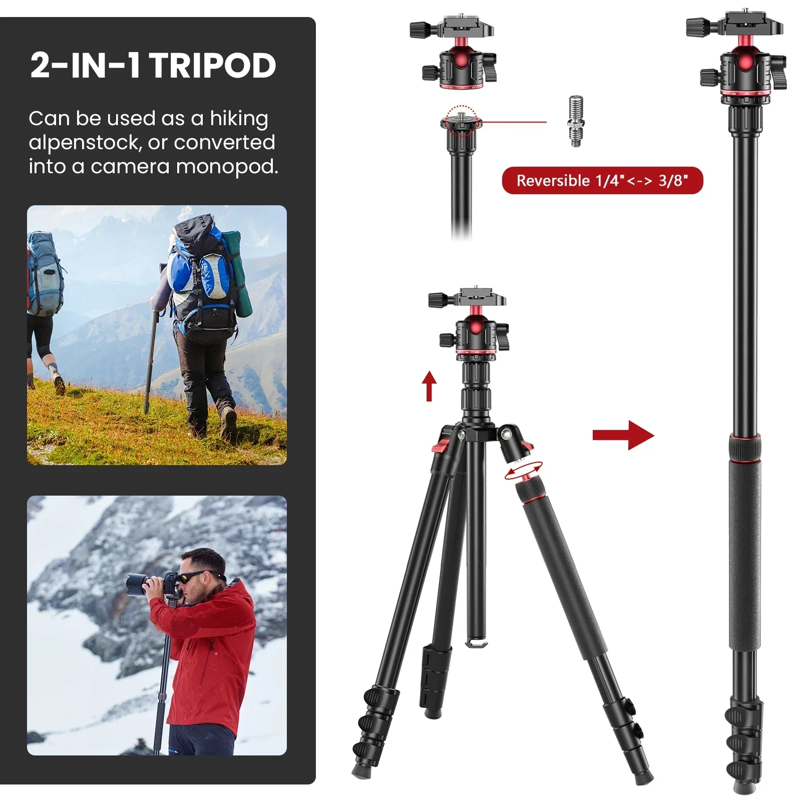 EVUMO GF2 حامل ثلاثي للسفر 1.7 - مراجعة Camera Tripod Carbon وسعره